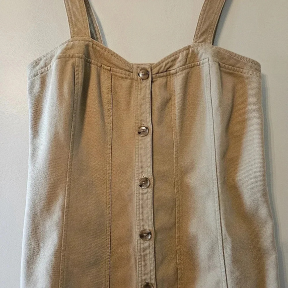 Banana Republic Casual Khaki Denim Button Down Sleeveless Mini Dress Size 10. - Picture 7 of 16